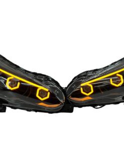 17-23 Subaru Crosstrek Impreza Dual Hex Led Switchback Halo Eyebrows Black Projector Headlights
