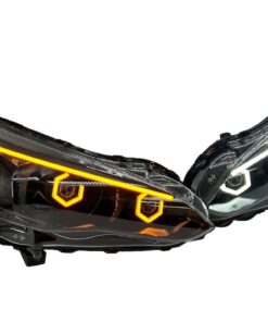 17-23 Subaru Crosstrek Impreza Dual Hex Led Switchback Halo Eyebrows Black Projector Headlights