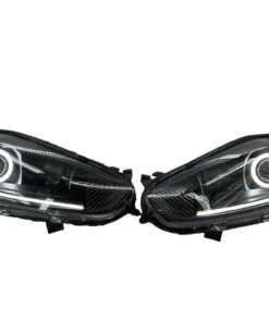 14-19 Ford Fiesta Black Retrofit Projector Headlights Switchback LED Halo Drls