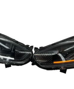 14-19 Ford Fiesta Black Retrofit Projector Headlights Switchback LED Halo Drls
