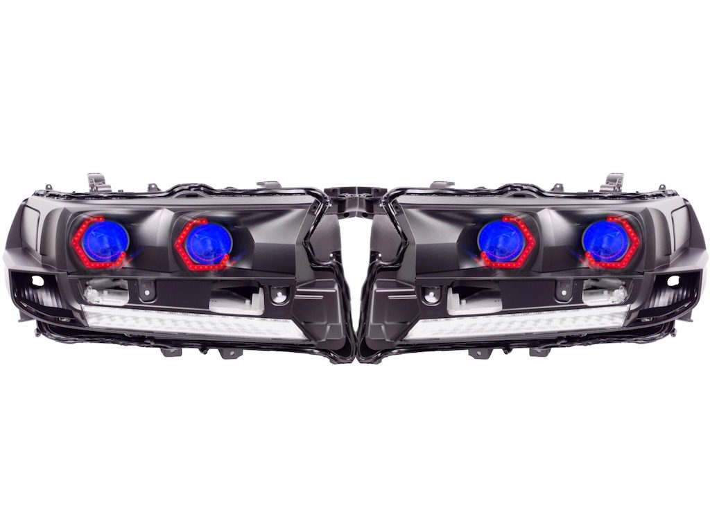 16-21 Toyota Land Cruiser LC200 Heritage Style RGBW Led Halo Demon Eyes Projector Black Retrofit Headlights