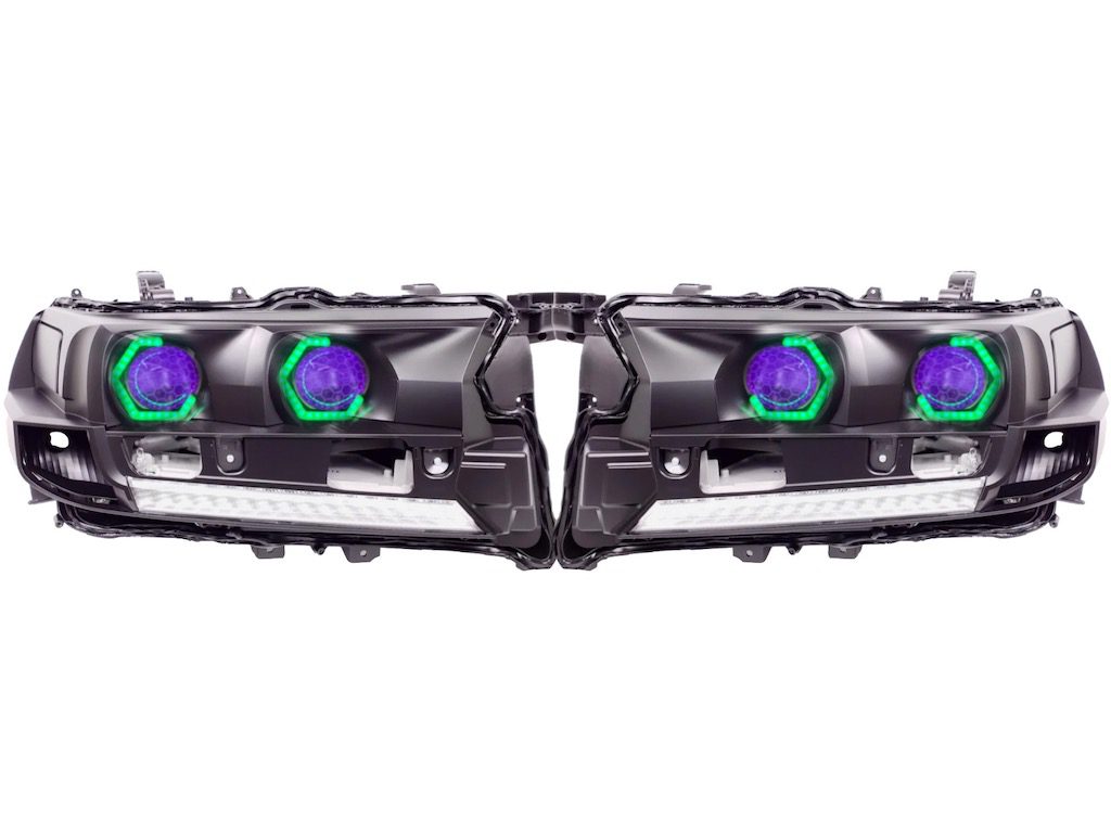 16-21 Toyota Land Cruiser LC200 Heritage Style RGBW Led Halo Demon Eyes Projector Black Retrofit Headlights
