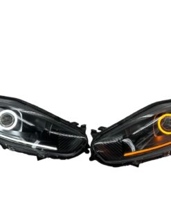 14-19 Ford Fiesta Black Retrofit Projector Headlights Switchback LED Halo Drls