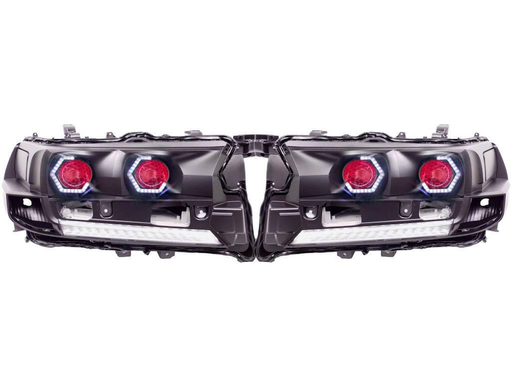16-21 Toyota Land Cruiser LC200 Heritage Style RGBW Led Halo Demon Eyes Projector Black Retrofit Headlights