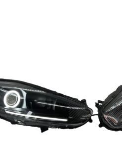 14-19 Ford Fiesta Black Retrofit Projector Headlights Switchback LED Halo Drls