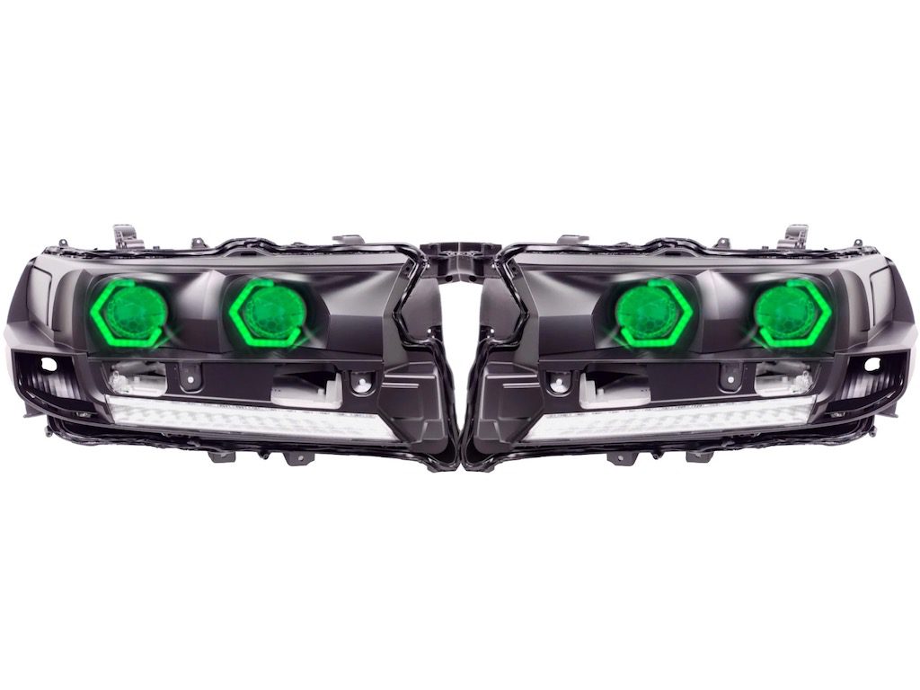 16-21 Toyota Land Cruiser LC200 Heritage Style RGBW Led Halo Demon Eyes Projector Black Retrofit Headlights