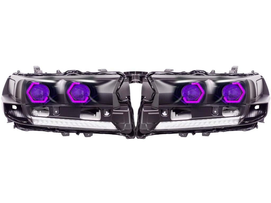 16-21 Toyota Land Cruiser LC200 Heritage Style RGBW Led Halo Demon Eyes Projector Black Retrofit Headlights