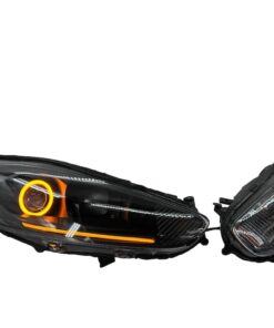 14-19 Ford Fiesta Black Retrofit Projector Headlights Switchback LED Halo Drls