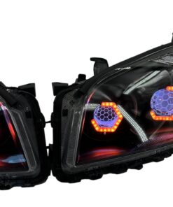 2009-2012 Toyota RAV4 RGB Hex LED Halo Demon Eyes Full Blackout Custom Retrofit Biled Projector Headlights