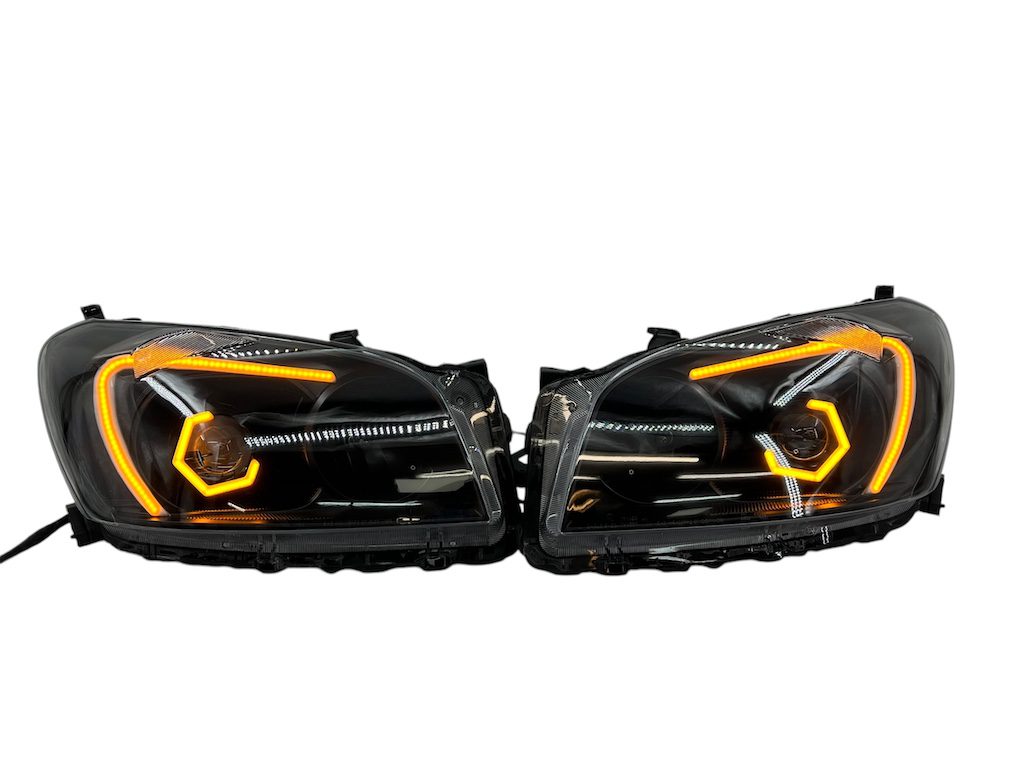 2009-2012 Toyota RAV4 Switchback LED Hex Halo C lights Black Retrofit Biled Projector Headlights
