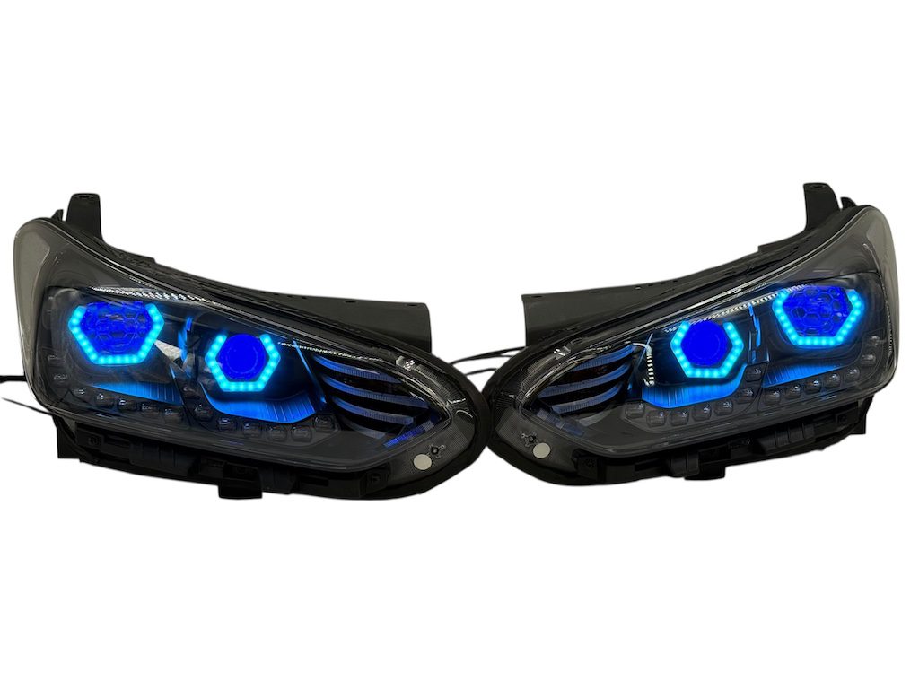 2019-2022 Hyundai Veloster N Custom Black Retrofit LED Halo Demon Eye Headlights - Image 7