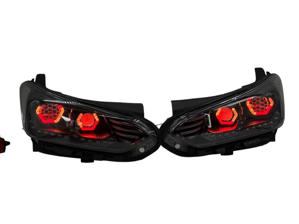 2019-2022 Hyundai Veloster N Custom Black Retrofit LED Halo Demon Eye Headlights - Image 6