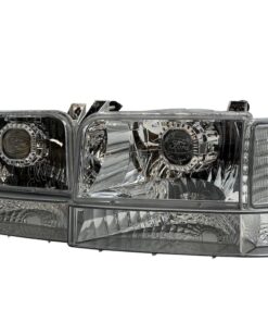 1992-1996 Ford F150 F250 F350 Bronco Headlights w/Corner Signal Bumper Lamps OBS Custom Retrofit Bi-LED Retrofit Projector Headlights OEM Style.