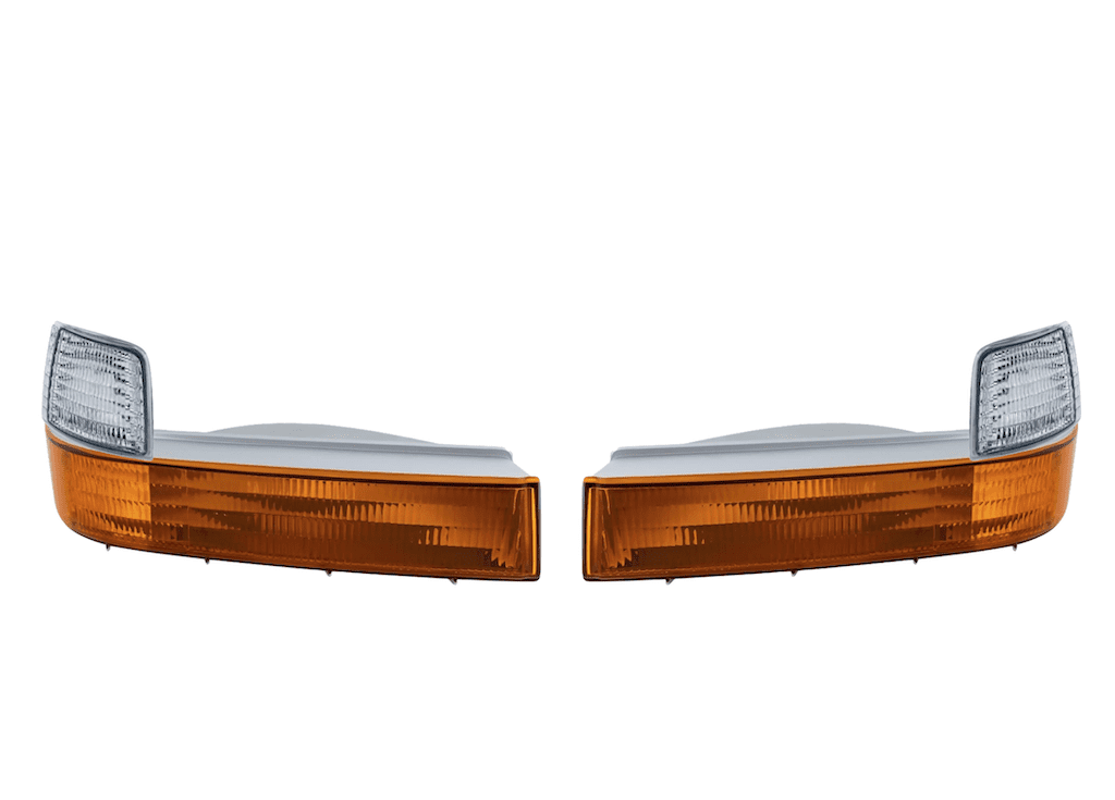 1992-1996 Ford F150 F250 F350 Bronco Headlights w/Corner Signal Bumper Lamps OBS Custom Retrofit Bi-LED Retrofit Projector Headlights OEM Style.
