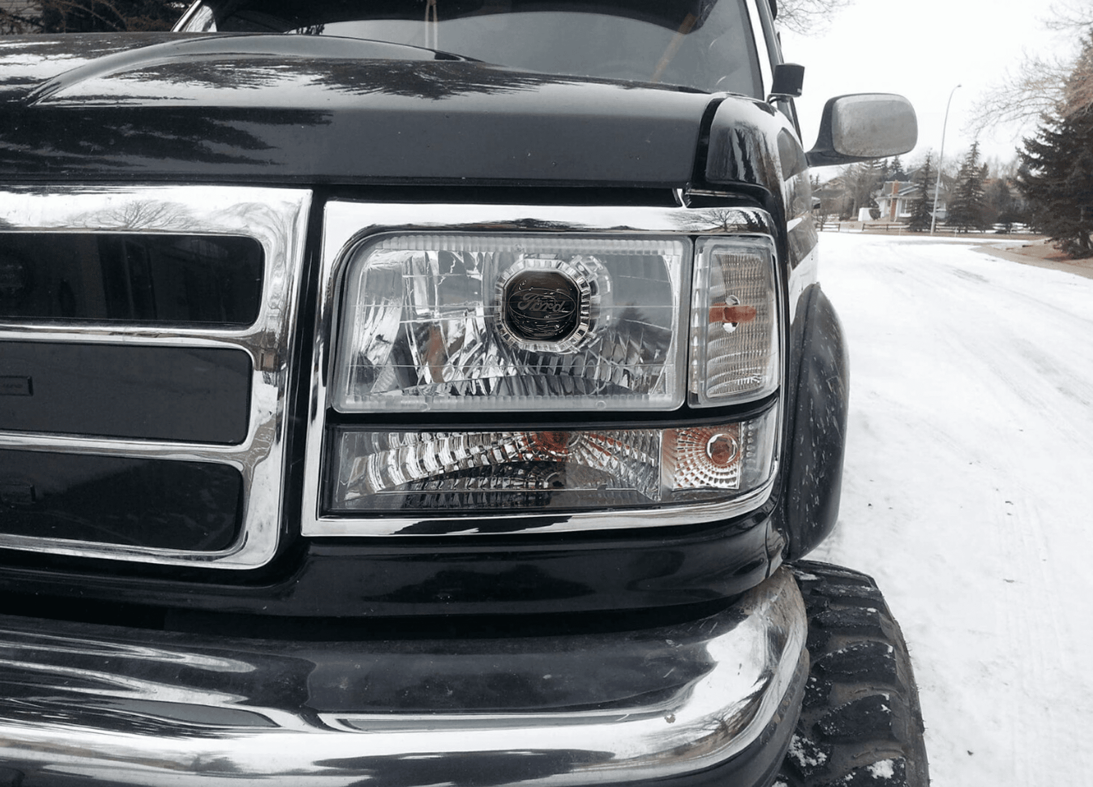1992-1996 Ford F150 F250 F350 Bronco Headlights w/Corner Signal Bumper Lamps OBS Custom Retrofit Bi-LED Retrofit Projector Headlights OEM Style. - Image 5