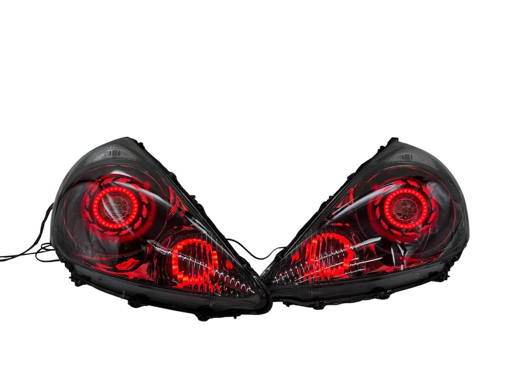 2007-2008 Honda Fit RGB Full Color Change LED Halos Bi-LED Black Retrofit Projector Headlights