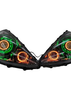2007-2008 Honda Fit RGB Full Color Change LED Halos Bi-LED Black Retrofit Projector Headlights