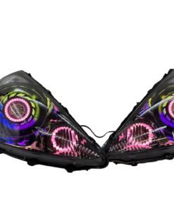 2007-2008 Honda Fit RGB Full Color Change LED Halos Bi-LED Black Retrofit Projector Headlights