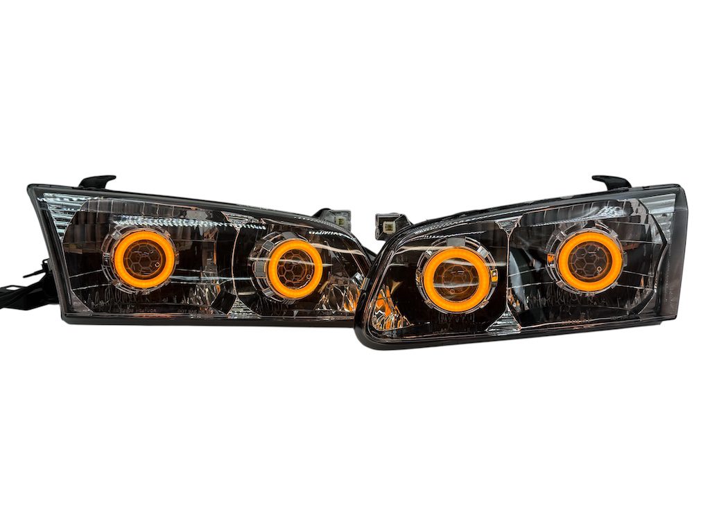 2000-2001 Toyota Camry Sedan Quad Biled Projector Retrofit Headlights Switchback LED Halo Lights